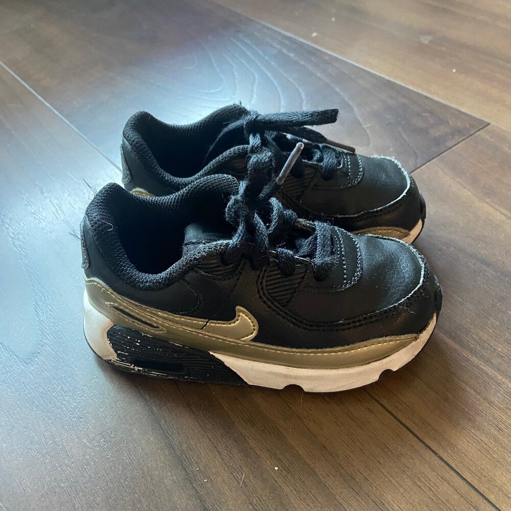 Toddler Black and Gold Air Max 90 Nike Sneakers - Size 8C
